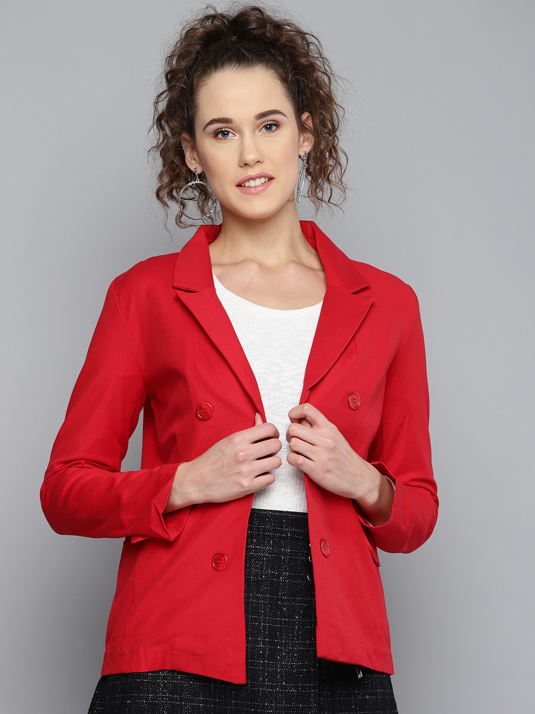 

Marie Claire Women Red Tailored Fit Double Breasted Casual Blazer