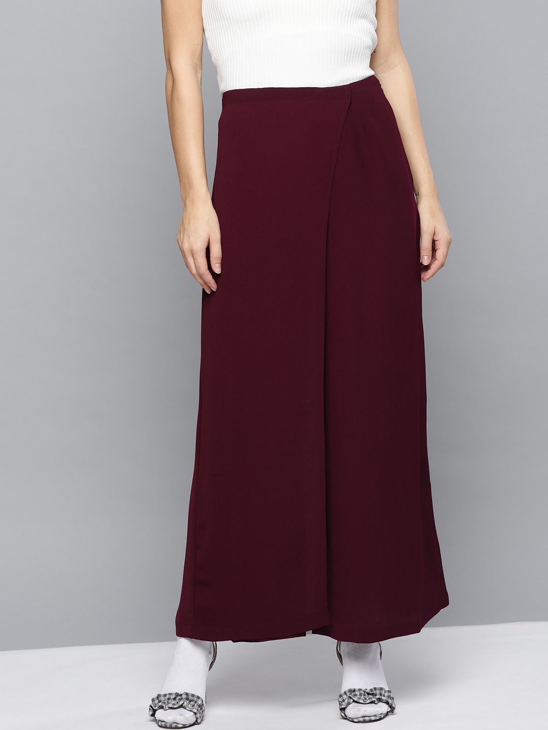 

Marie Claire Women Burgundy Solid Wide Leg Palazzos