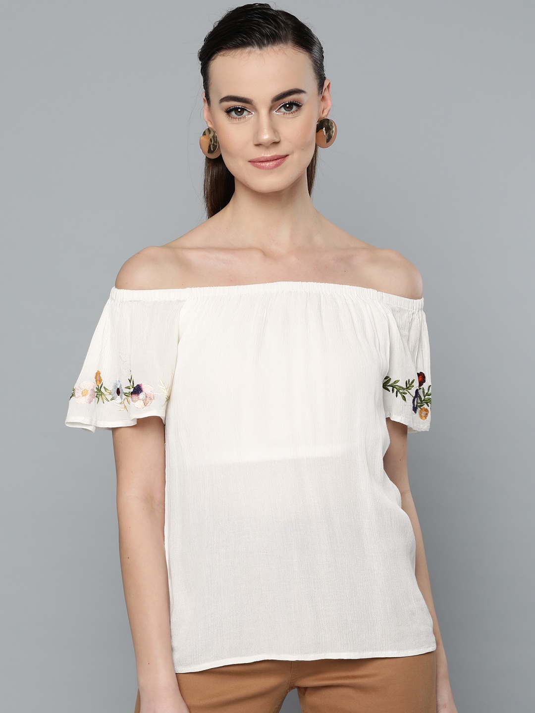 

Marie Claire Women White Solid Bardot Top