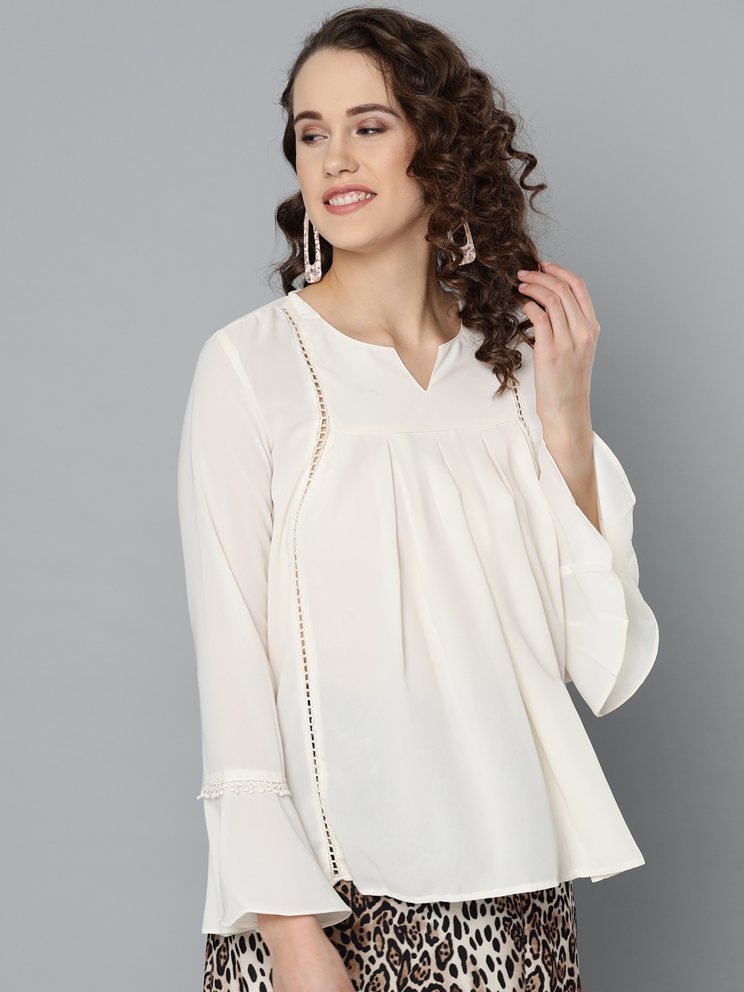 

Marie Claire Women Cream-Coloured Solid Top