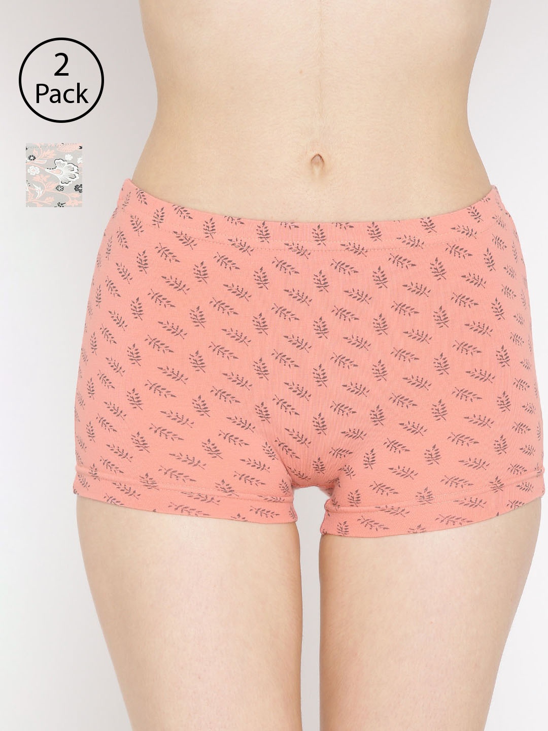 

Lady Lyka Women Pack of 2 Printed Boy Shorts BOY-SHORTS-P11-P15, Grey