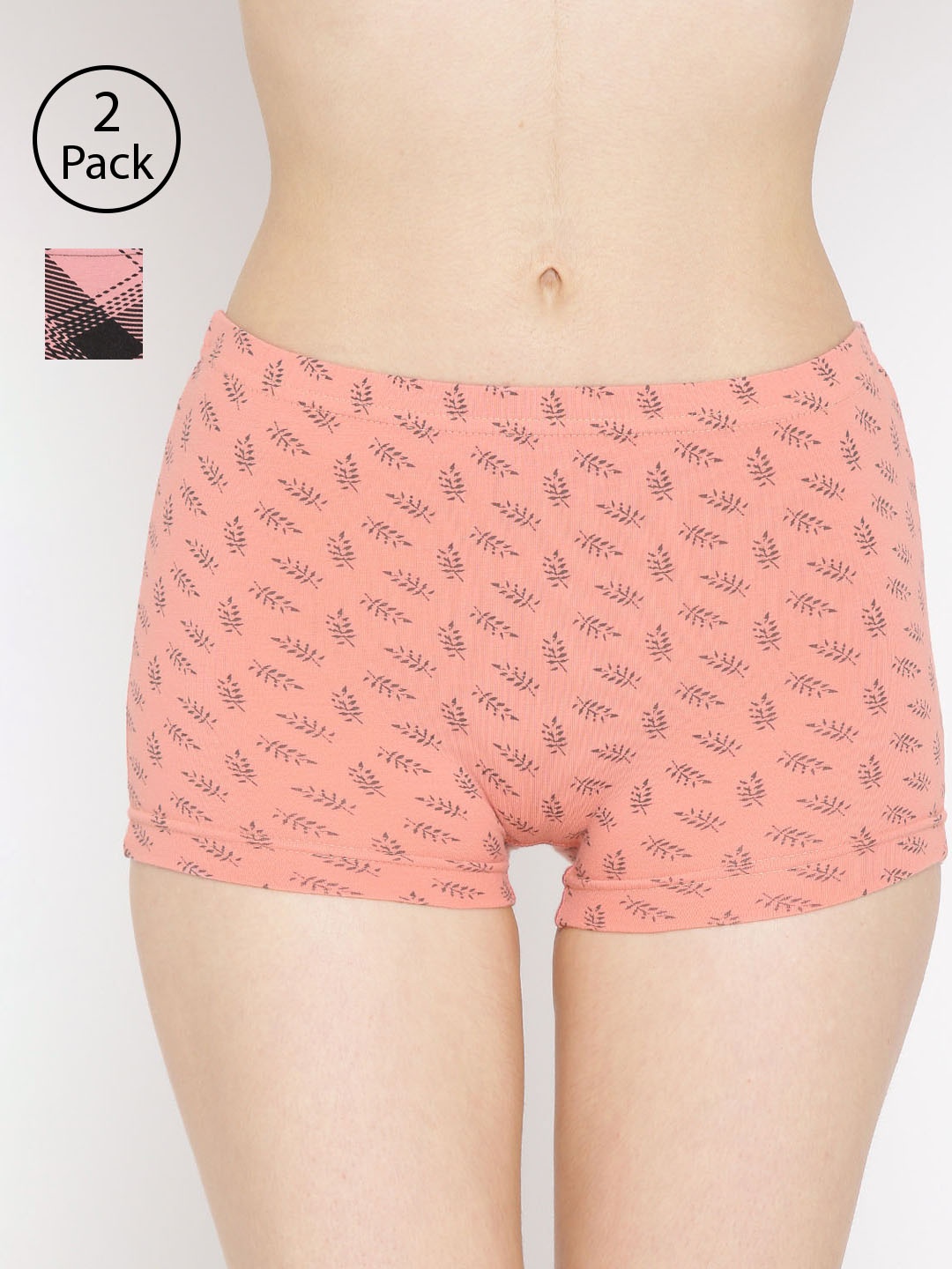 

Lady Lyka Women Pack of 2 Printed Boy Shorts BOY-SHORTS-P14-P15, Peach
