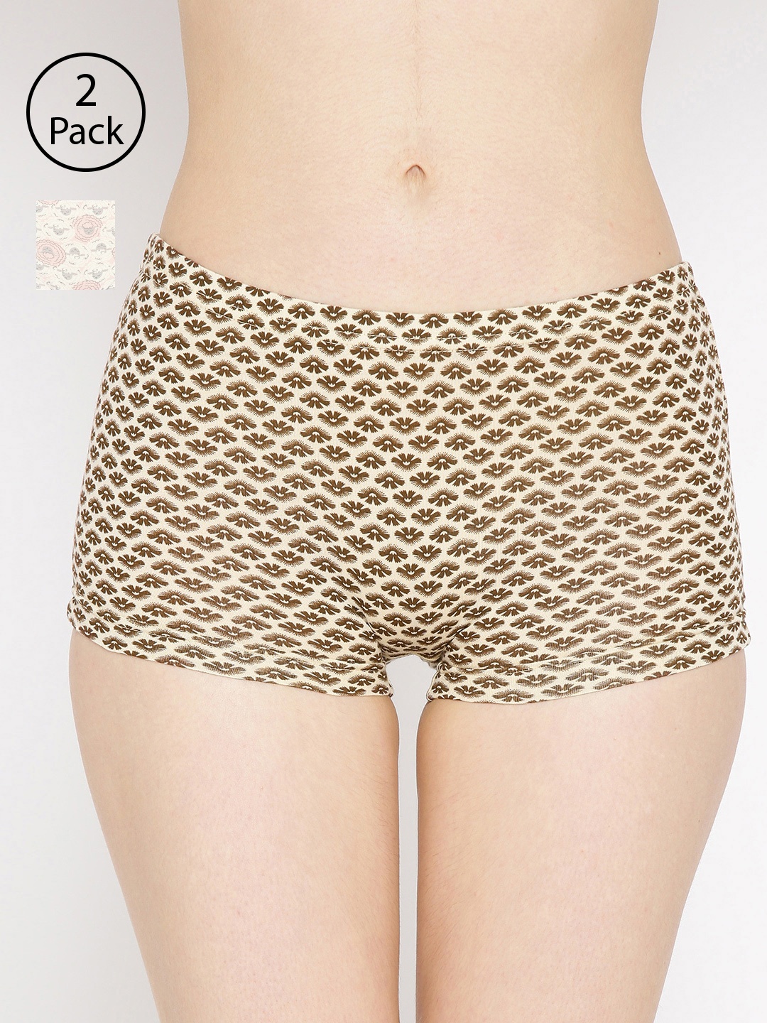 

Lady Lyka Women Pack of 2 Printed Boy Shorts BOY-SHORTS-P02-P10, Beige