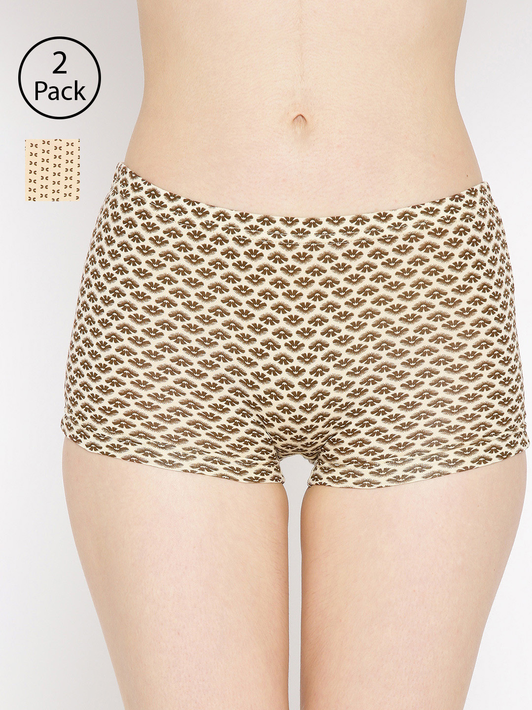 

Lady Lyka Women Pack of 2 Printed Boy Shorts BOY-SHORTS-P13-P02, Beige