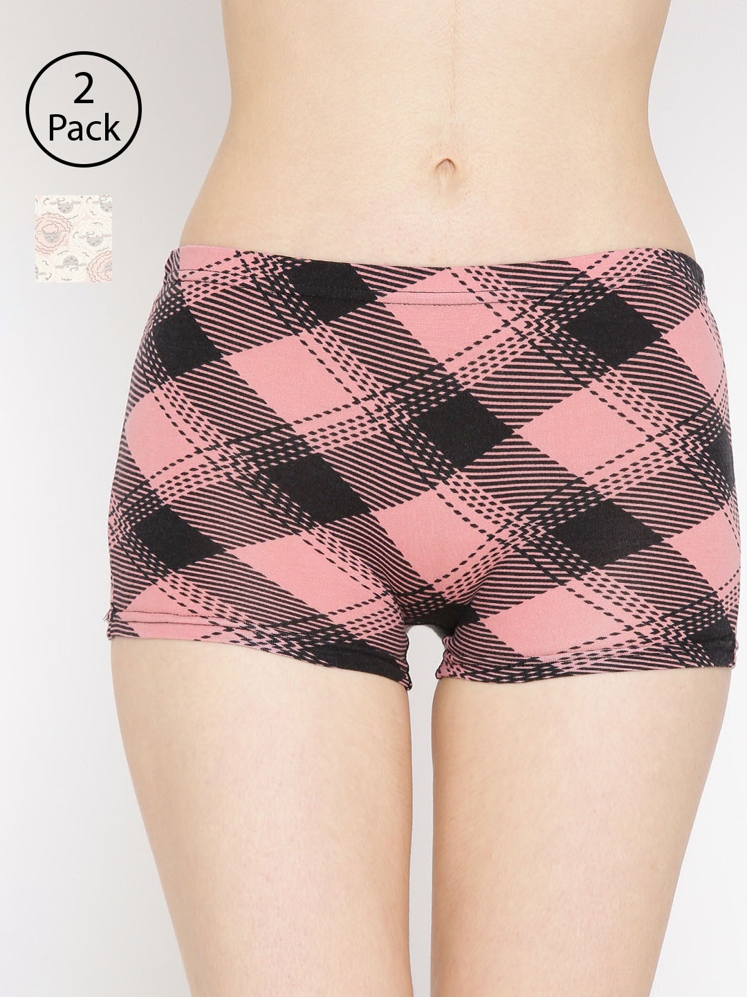 

Lady Lyka Women Pack of 2 Printed Boy Shorts BOY-SHORTS-P10-P14, Pink