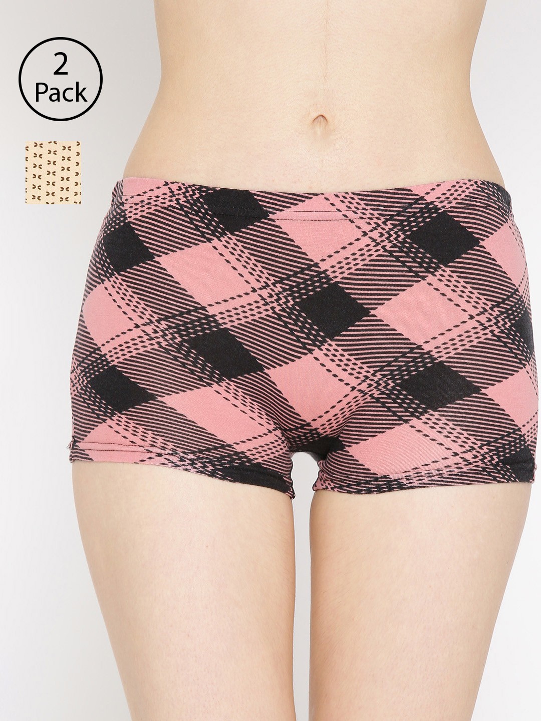 

Lady Lyka Women Pack of 2 Printed Boy Shorts BOY-SHORTS-P13-P14, Pink