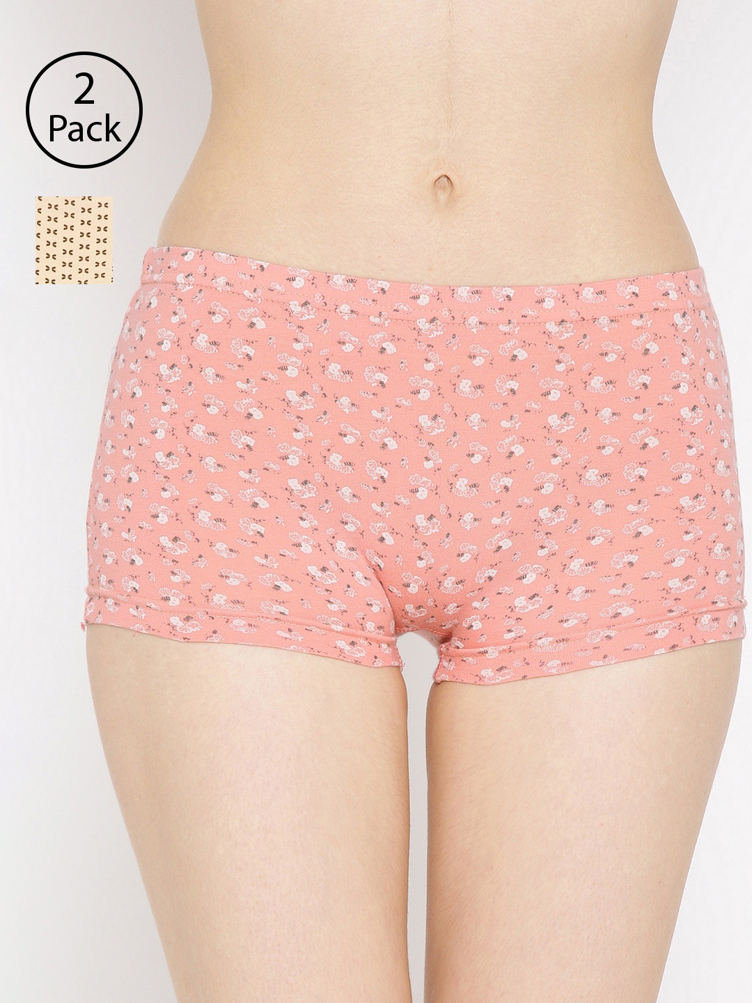 

Lady Lyka Women Pack of 2 Printed Boy Shorts BOY-SHORTS-P13-P03, Beige