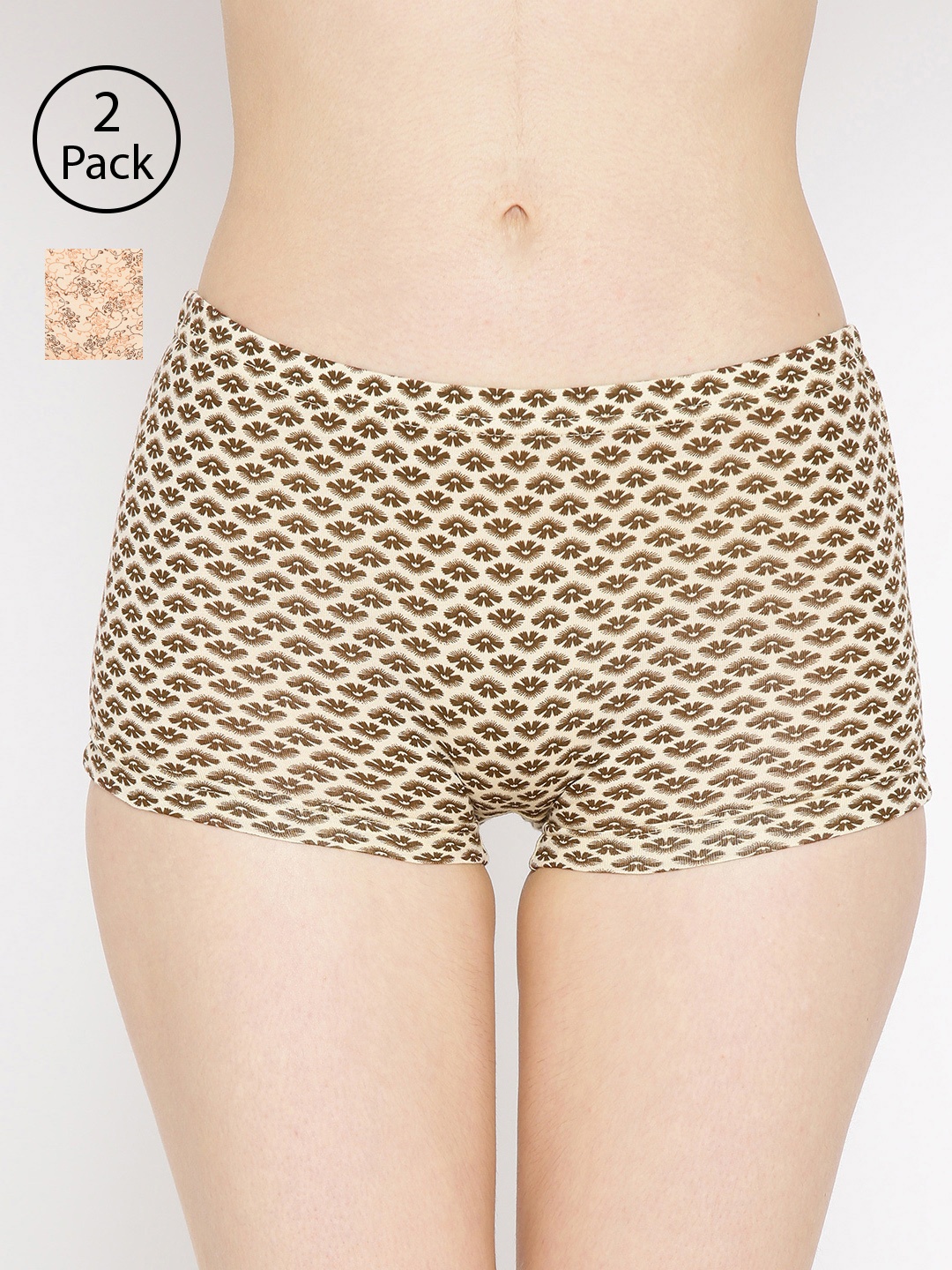 

Lady Lyka Women Pack of 2 Printed Boy Shorts BOY-SHORTS-P02-P07, Beige