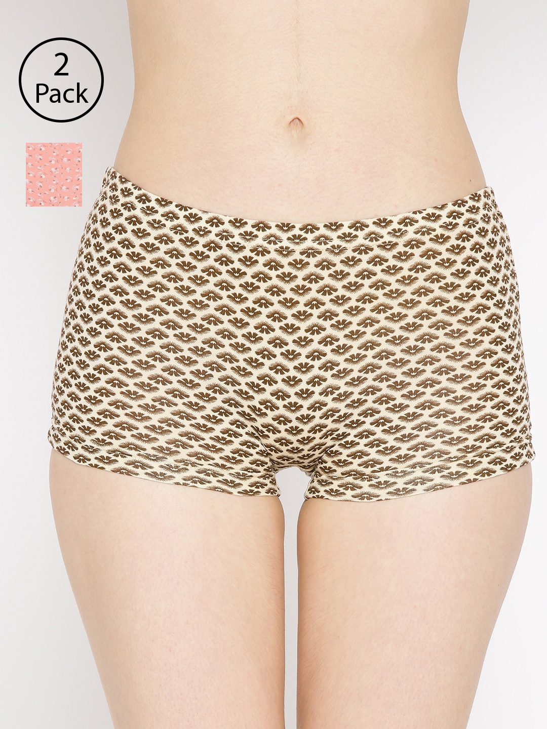 

Lady Lyka Women Pack of 2 Printed Boy Shorts BOY-SHORTS-P02-P03, Beige