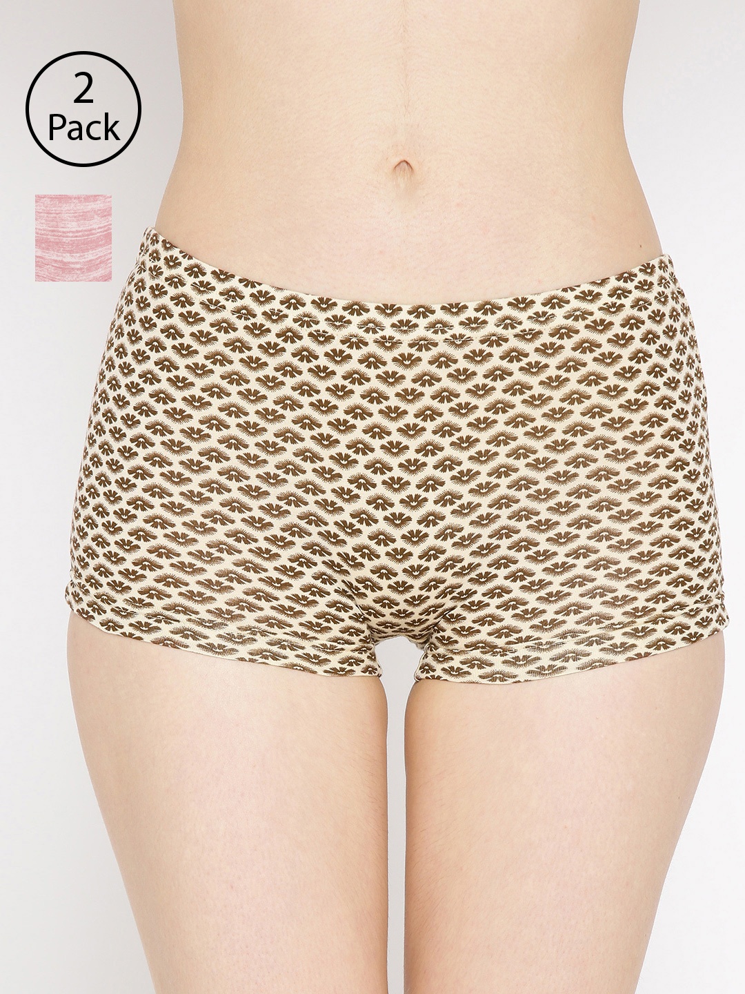 

Lady Lyka Women Pack of 2 Printed Boy Shorts BOY-SHORTS-P02-P09, Beige