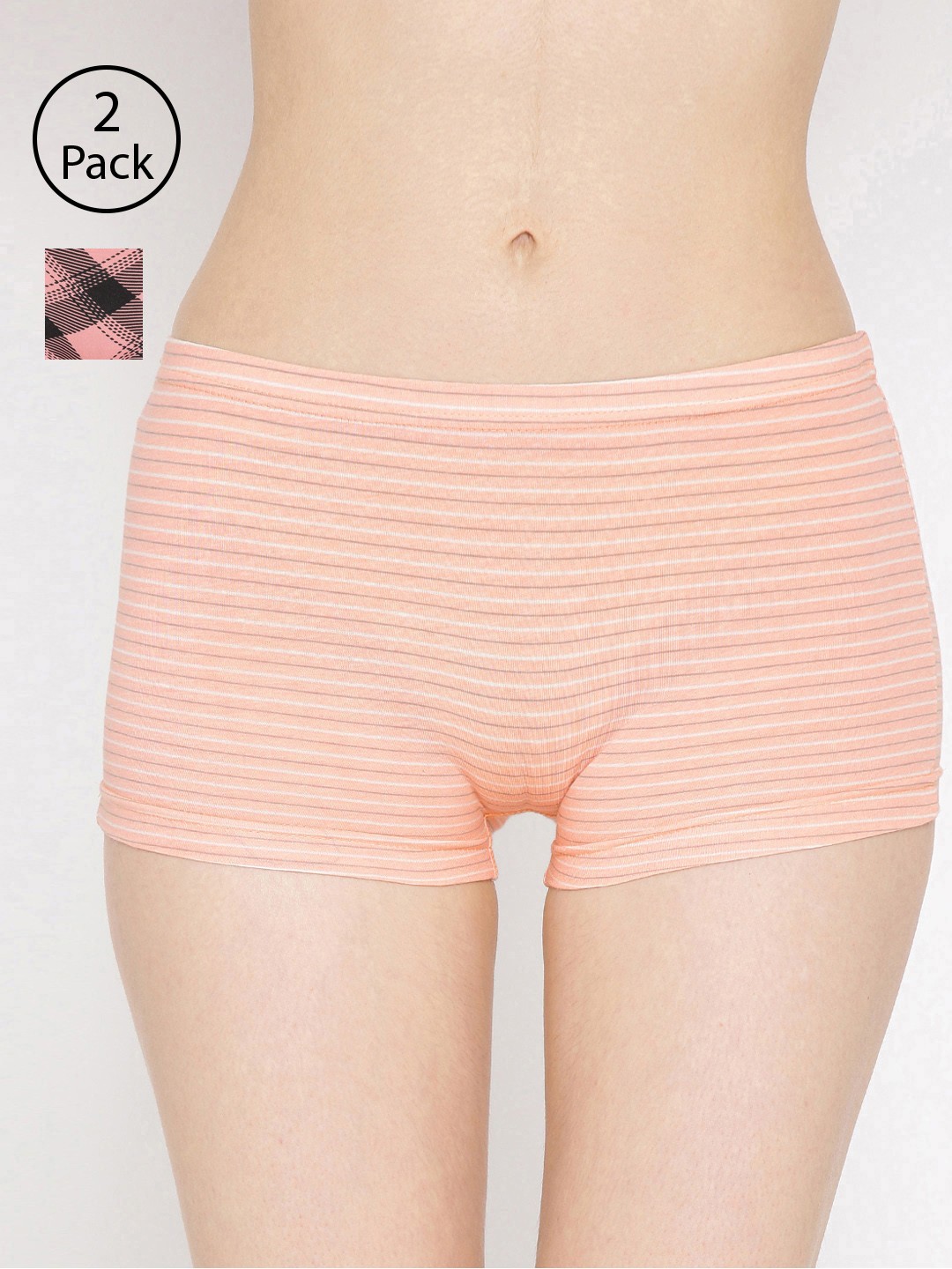 

Lady Lyka Women Pack of 2 Printed Boy Shorts BOY-SHORTS-P05-P14, Peach