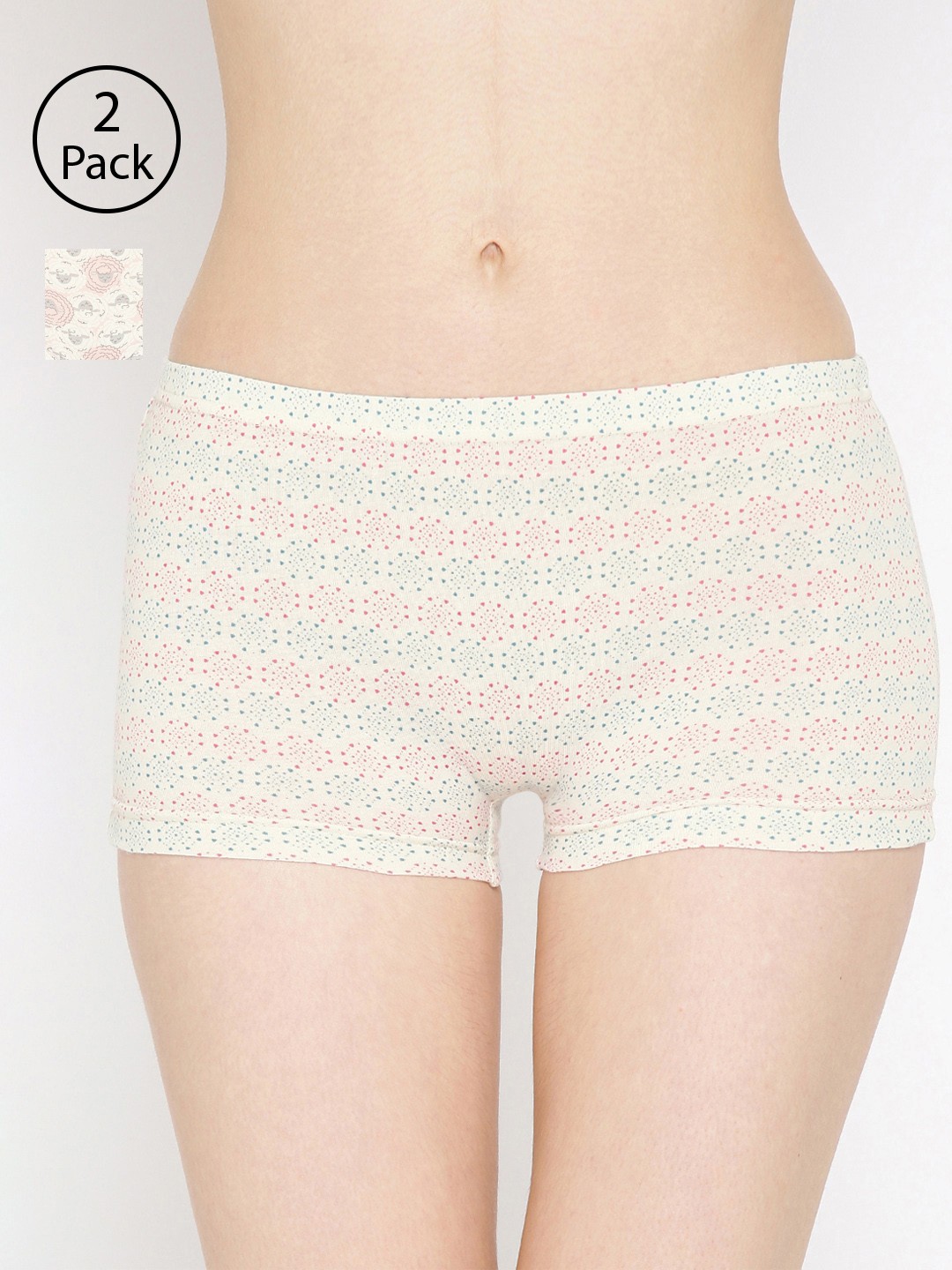 

Lady Lyka Women Pack of 2 Off-White Printed Boy Shorts BOY-SHORTS-P06-P10