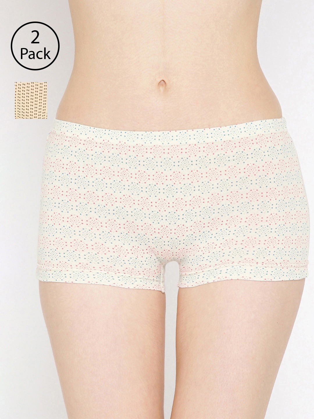 

Lady Lyka Women Pack of 2 Printed Boy Shorts BOY-SHORTS-P06-P13, Off white
