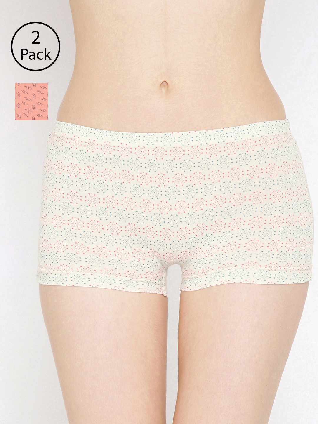 

Lady Lyka Women Pack of 2 Printed Boy Shorts BOY-SHORTS-P06-P15, Off white