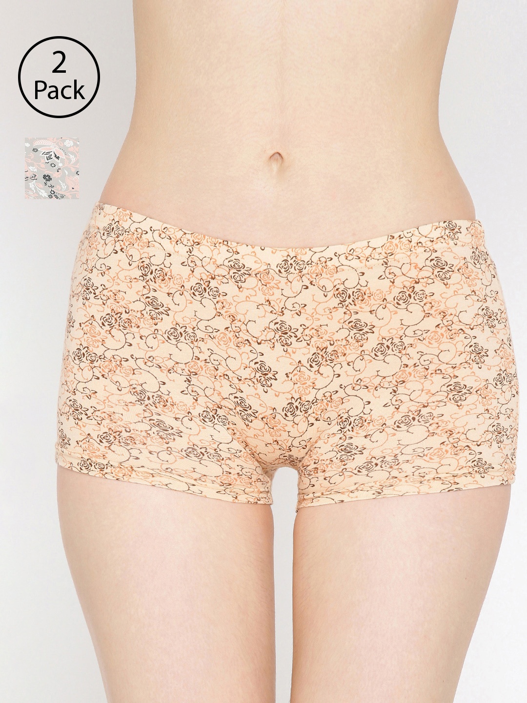 

Lady Lyka Women Pack of 2 Printed Boy Shorts BOY-SHORTS-P07-P11, Peach