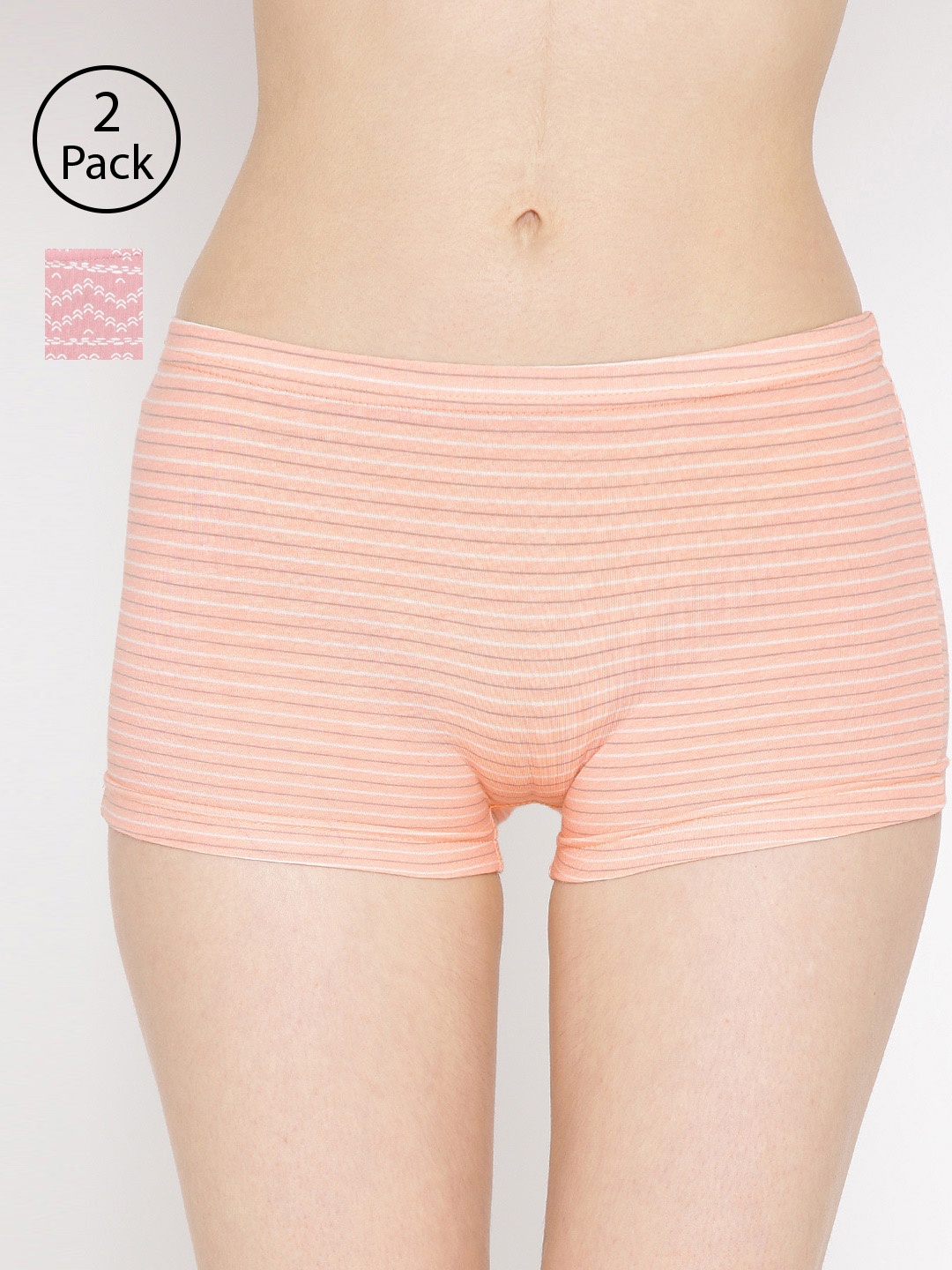 

Lady Lyka Women Pack Of 2 Printed Boyshorts P01-P05, Peach