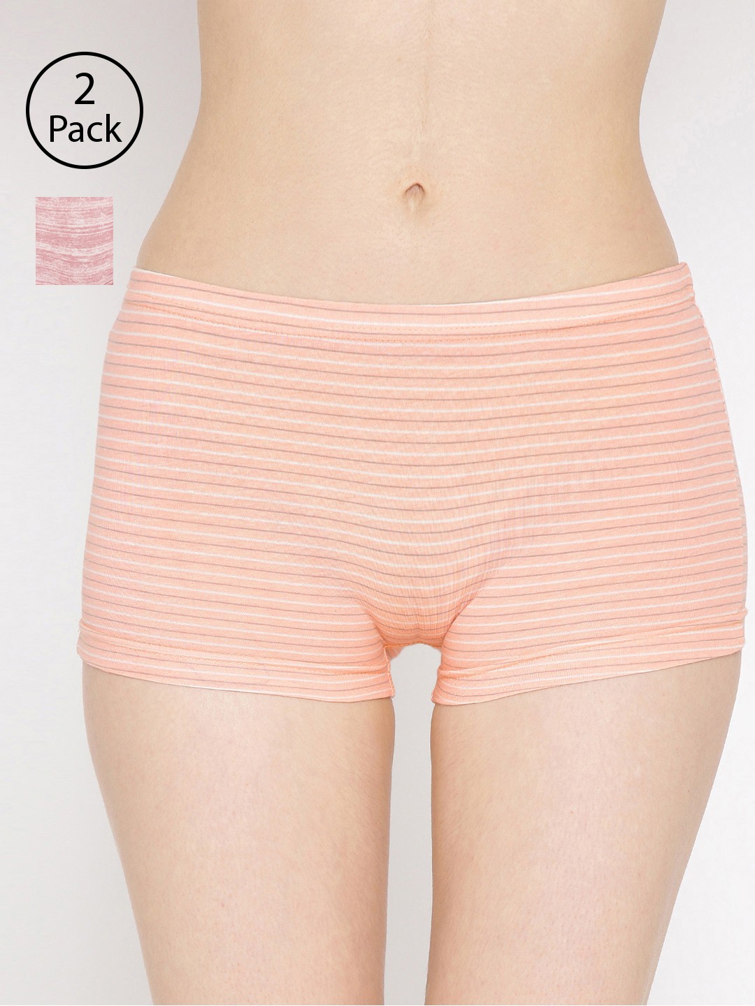 

Lady Lyka Women Pack Of 2 Printed Boyshorts P01-P09, Peach