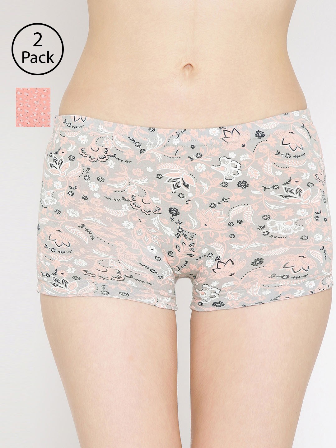 

Lady Lyka Women Pack Of 2 Printed Boyshorts P03-P11, Grey