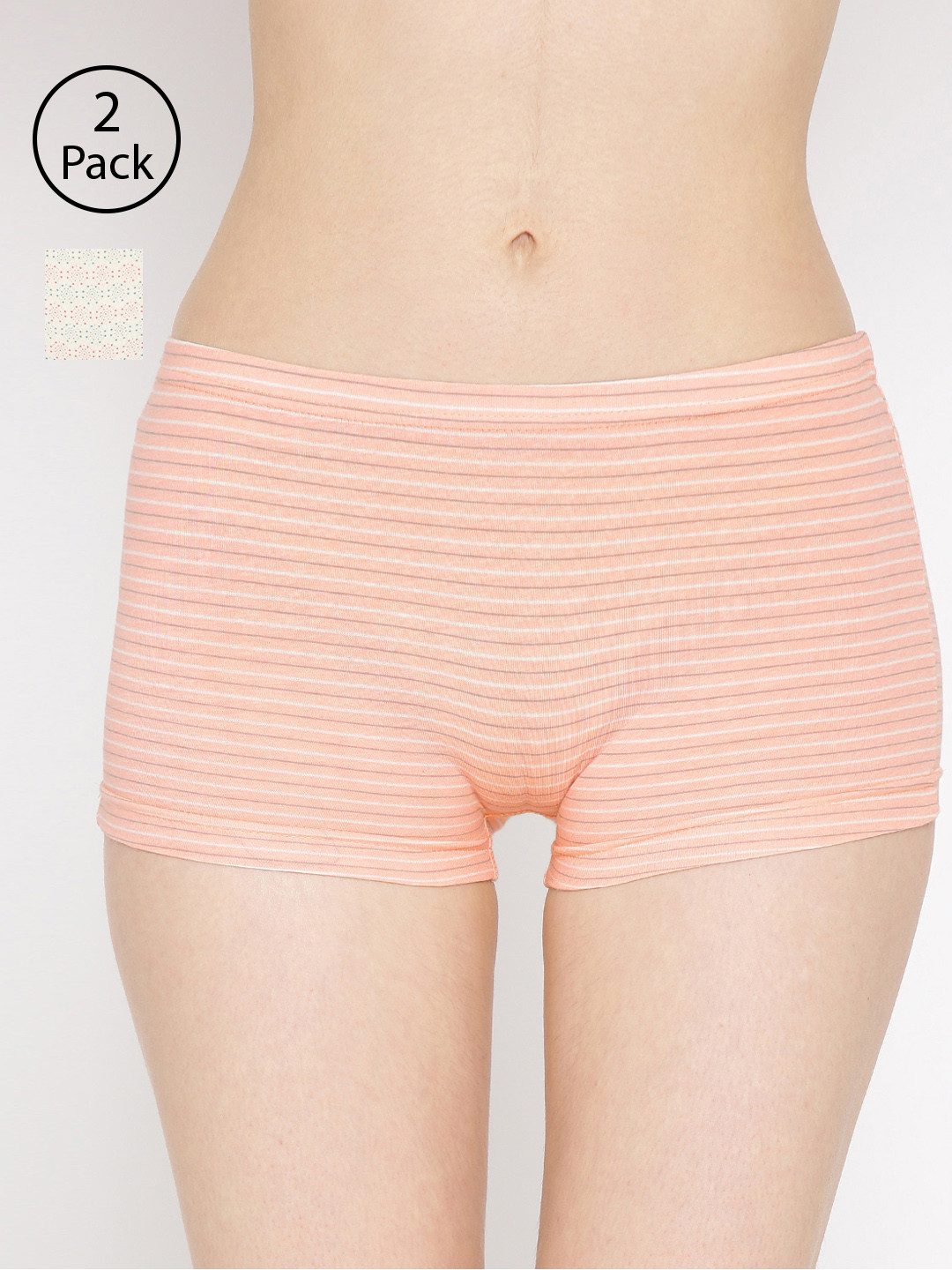 

Lady Lyka Women Pack Of 2 Printed Boyshorts P05-P06, Peach