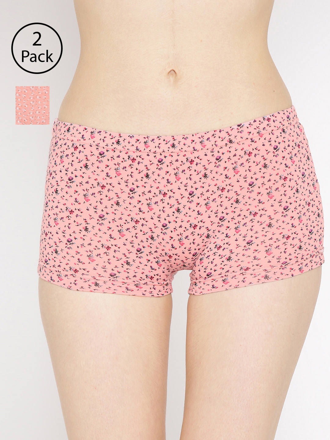 

Lady Lyka Women Pack Of 2 Printed Boyshorts P17-P03, Peach
