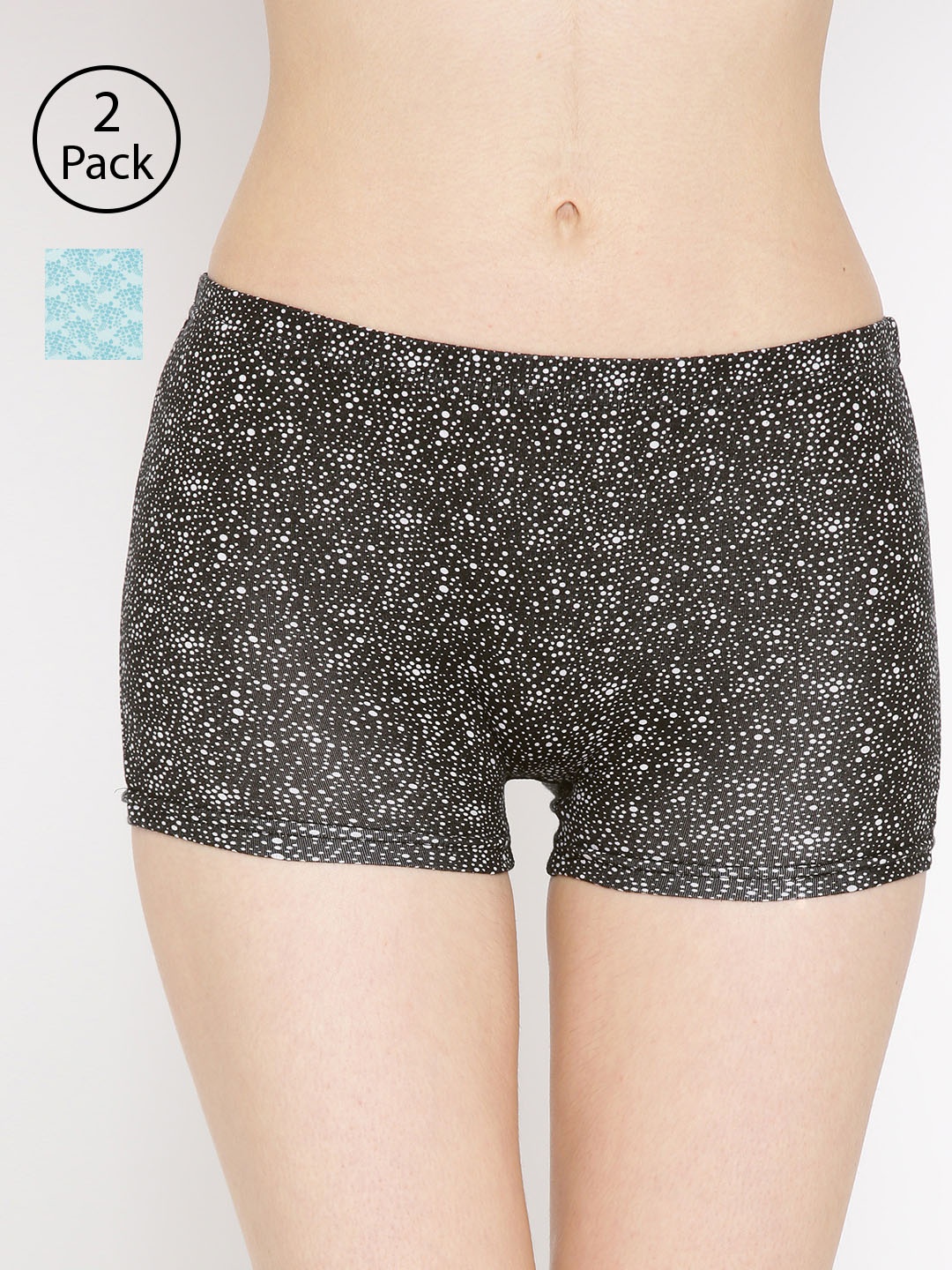 

Lady Lyka Women Pack Of 2 Printed Boyshorts P08-P12, Black