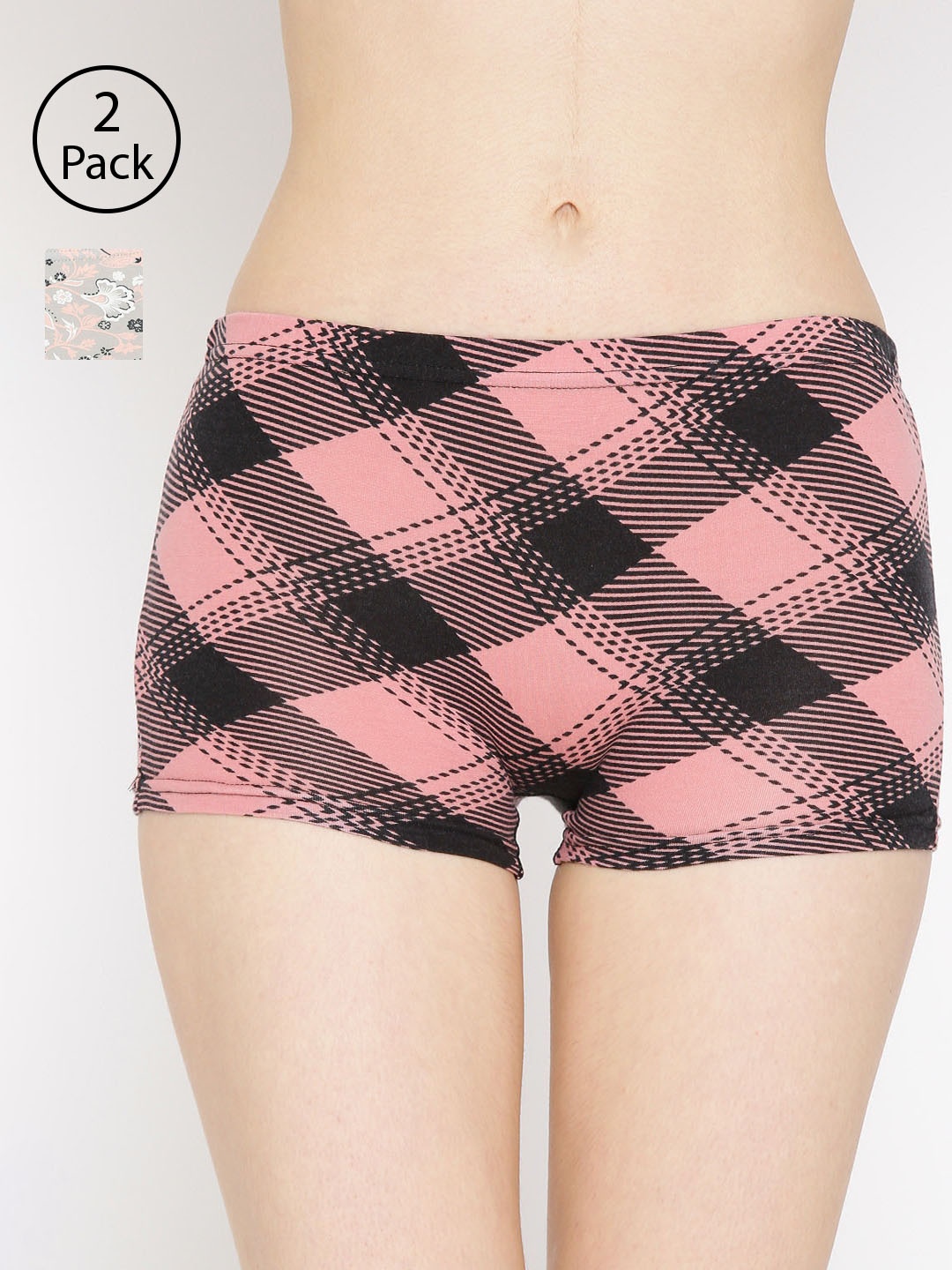 

Lady Lyka Women Pack Of 2 Printed Boyshorts P11-P14, Grey