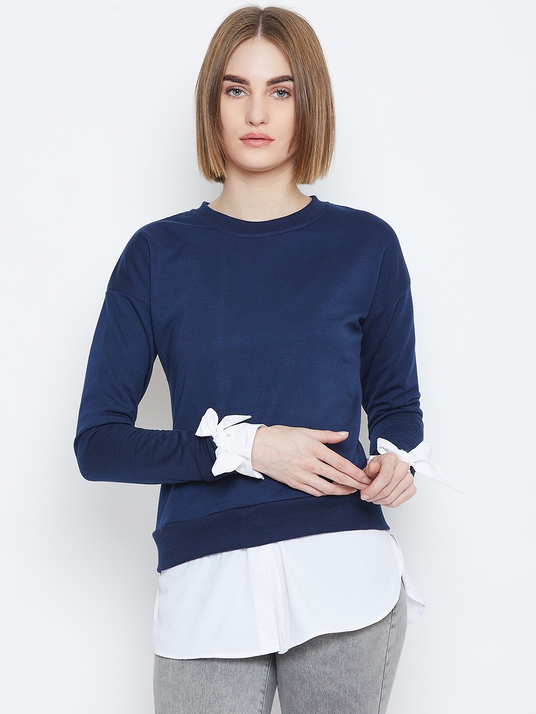 

Alsace Lorraine Paris Women Navy Blue Solid Sweatshirt