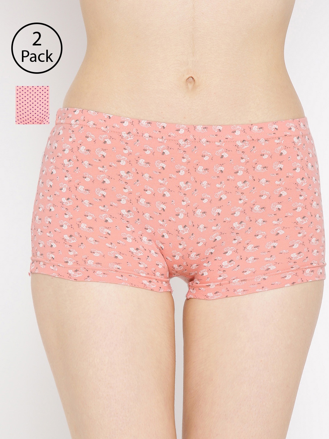 

Lady Lyka Women Pack Of 2 Printed Boyshorts P03-P04, Pink
