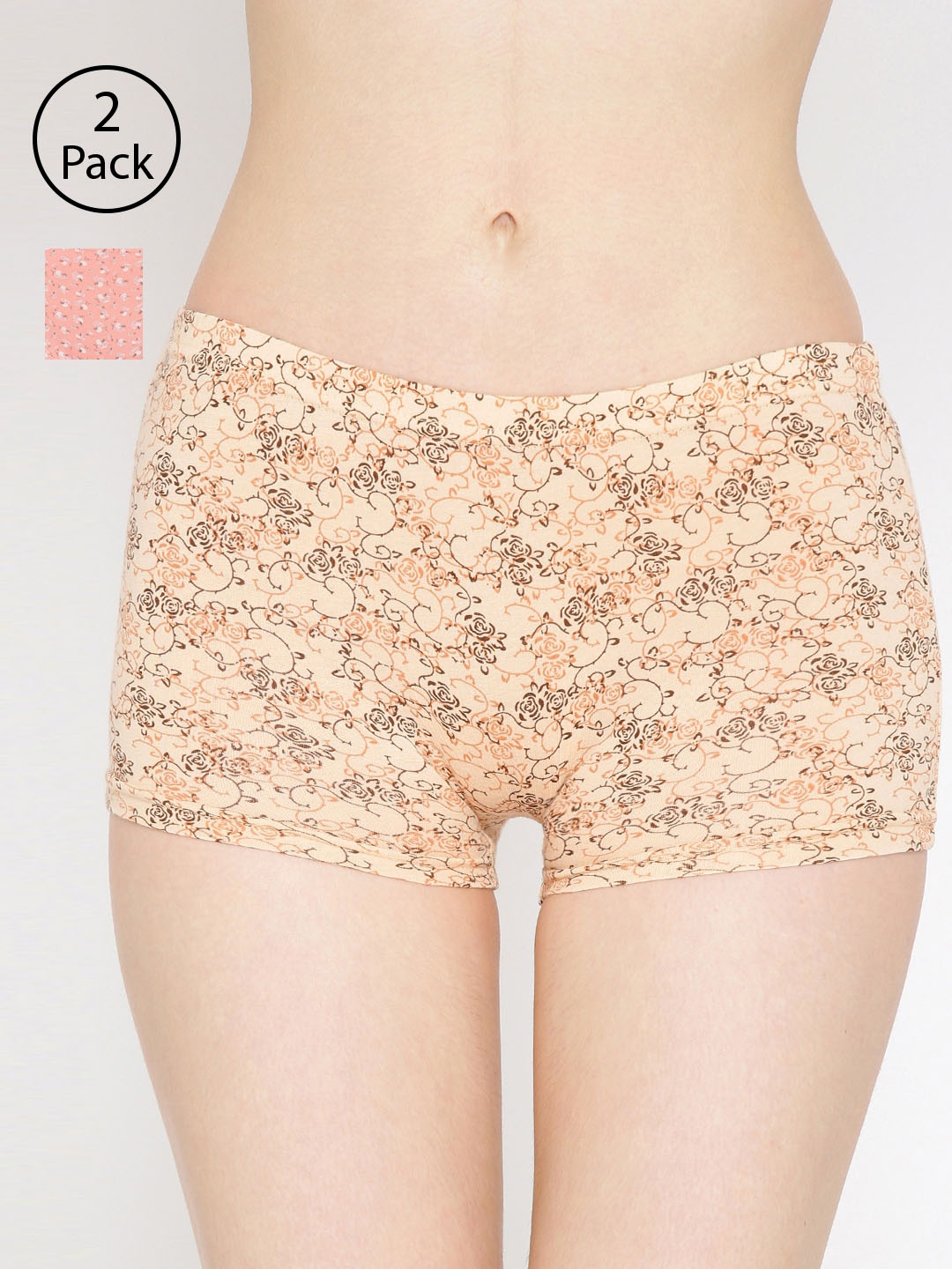 

Lady Lyka Women Pack Of 2 Printed Boyshorts P03-P07, Beige