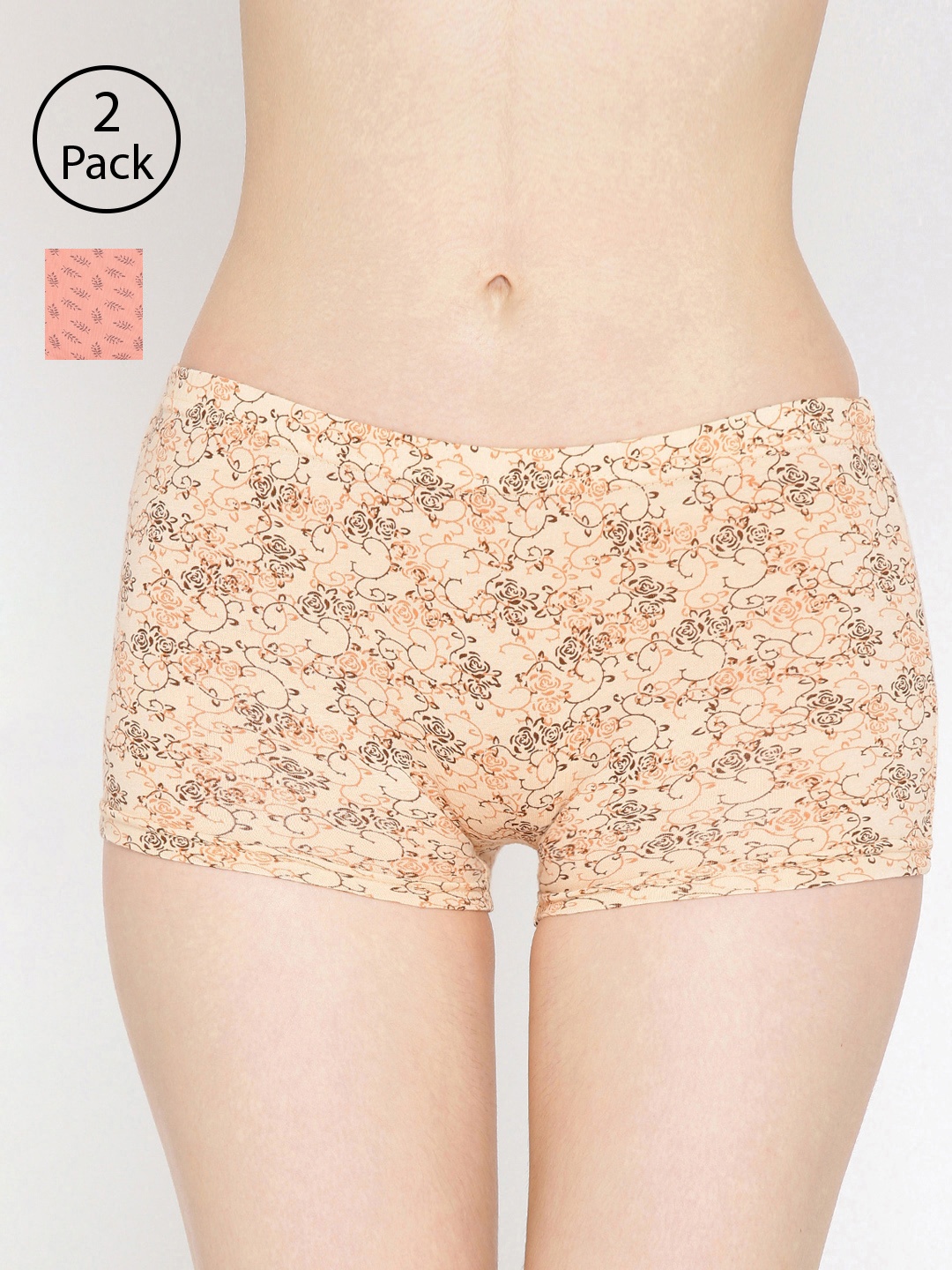 

Lady Lyka Women Pack Of 2 Printed Boyshorts P07-P15, Beige