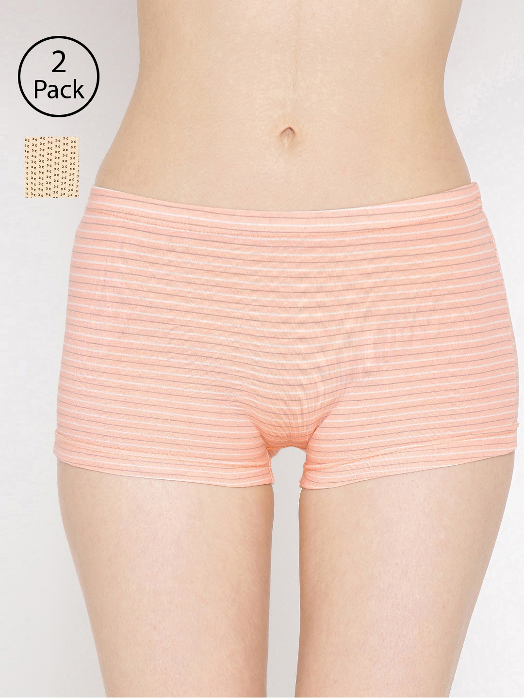 

Lady Lyka Women Pack Of 2 Printed Boyshorts P05-P13, Beige