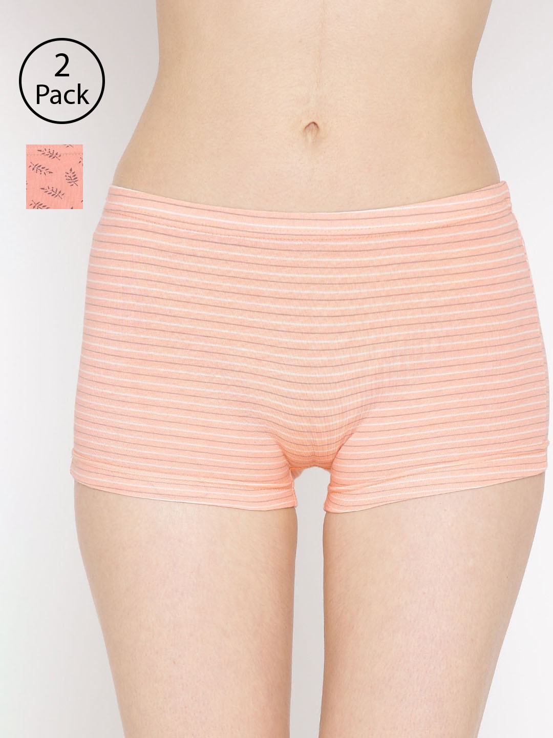 

Lady Lyka Women Pack Of 2 Printed Boyshorts P15-P05, Peach