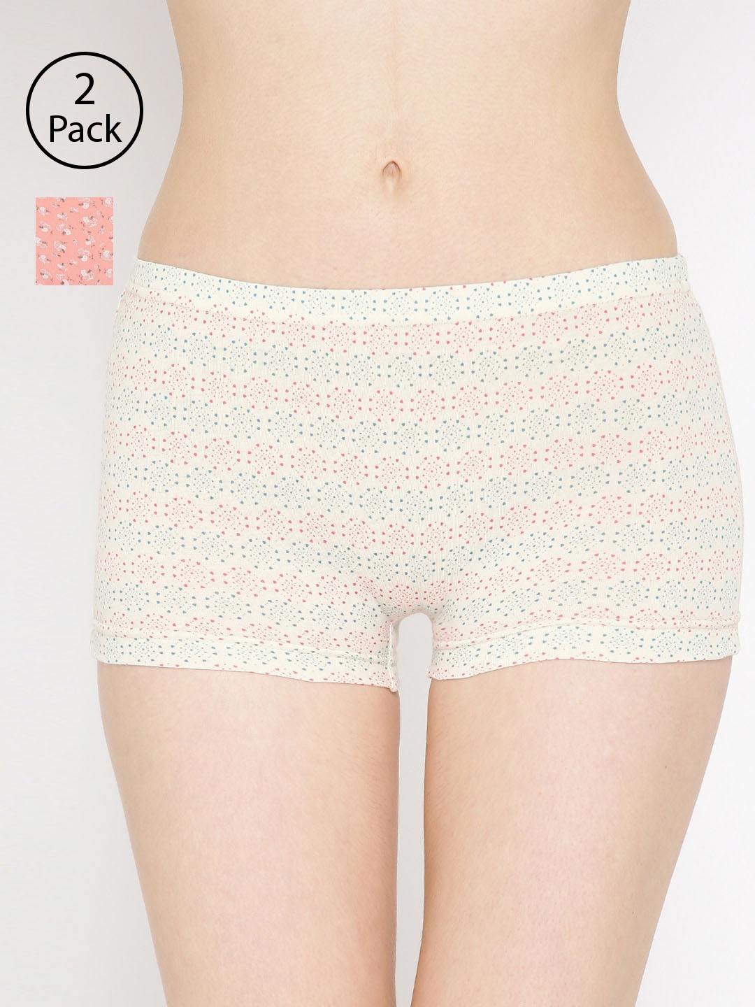 

Lady Lyka Women Pack Of 2 Printed Boyshorts P04-P06, Off white