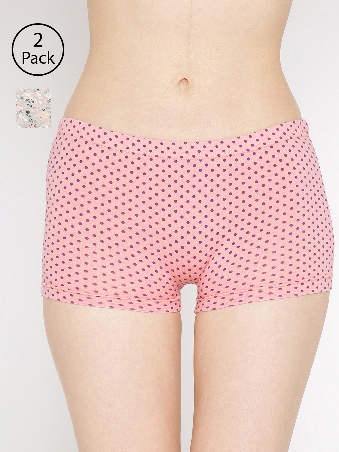 

Lady Lyka Women Pack Of 2 Printed Boyshorts P04-P11, Pink