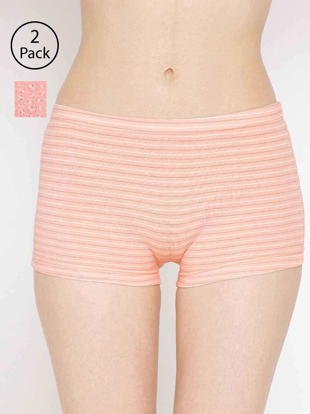 

Lady Lyka Women Pack Of 2 Printed Boyshorts P04-P05, Peach