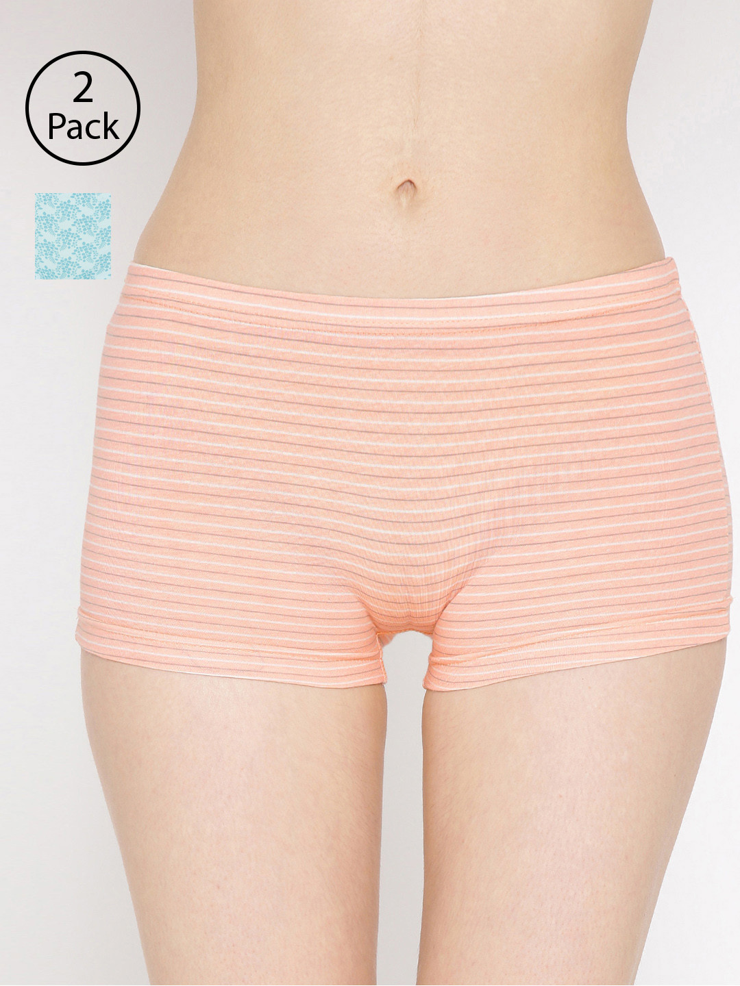 

Lady Lyka Women Pack Of 2 Printed Boyshorts P05-P08, Peach