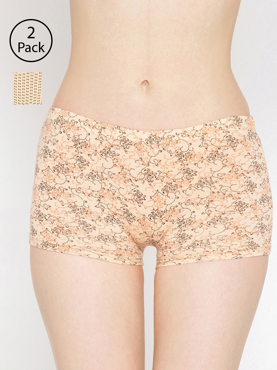 

Lady Lyka Women Pack Of 2 Printed Boyshorts P07-P13, Beige