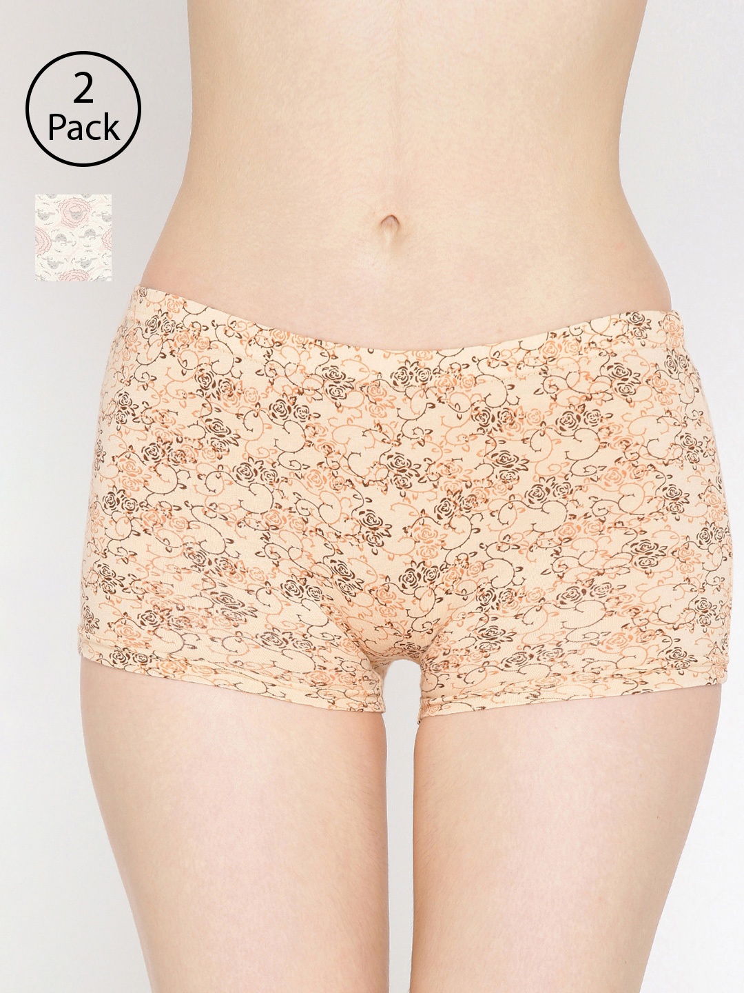 

Lady Lyka Women Pack Of 2 Printed Boyshorts P07-P10, Beige