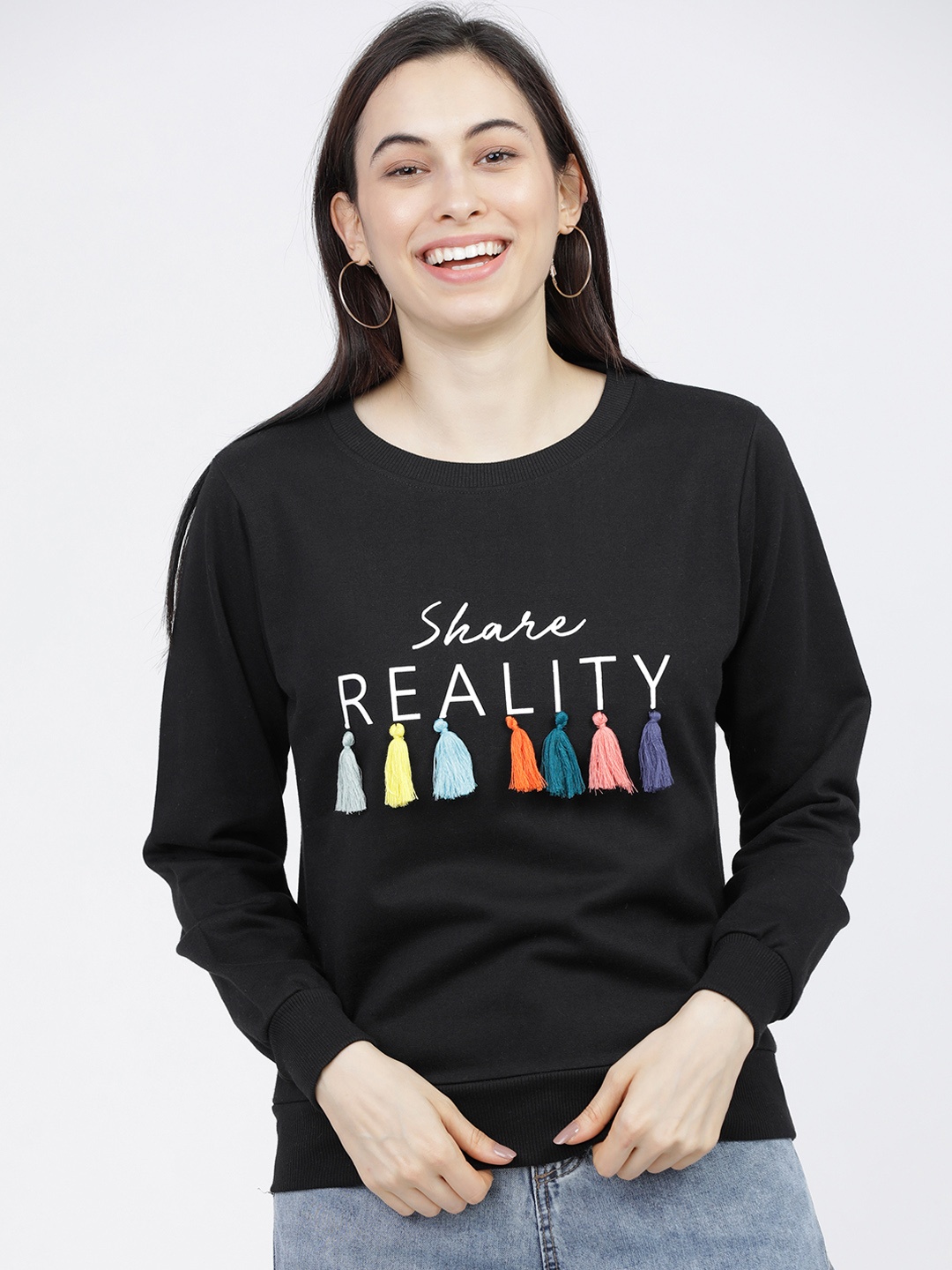 

Tokyo Talkies Women Black Printed Sweatshirt