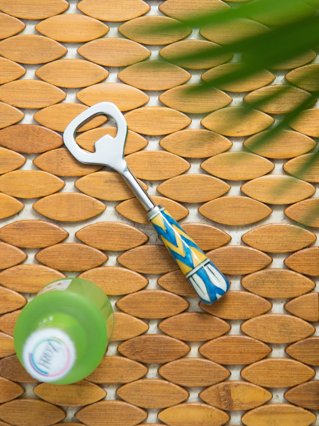 

ExclusiveLane Silver-Toned The Mughal Paich Daar Hand-Painted Ceramic Bottle Opener