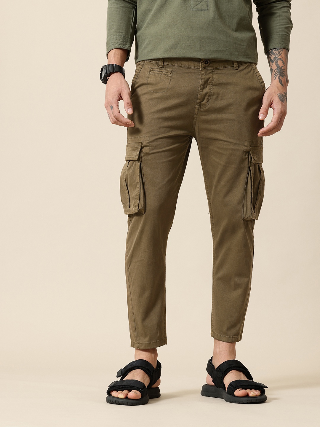 

Mr Bowerbird Men Cargos Trousers, Olive