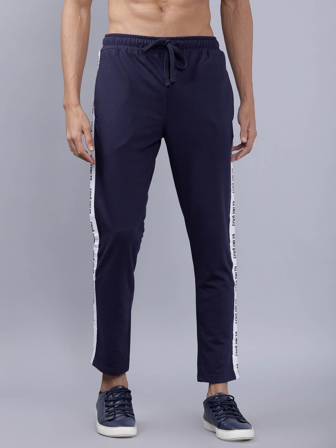 

LOCOMOTIVE Men Navy Blue Solid Slim-Fit Track Pants