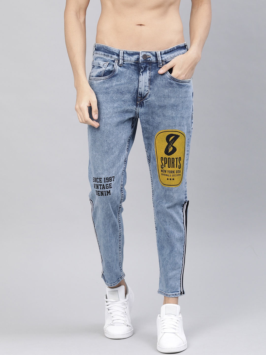 

Moda Rapido Men Blue Slim Tapered Fit Mid-Rise Print Detail Clean Look Stretchable Jeans