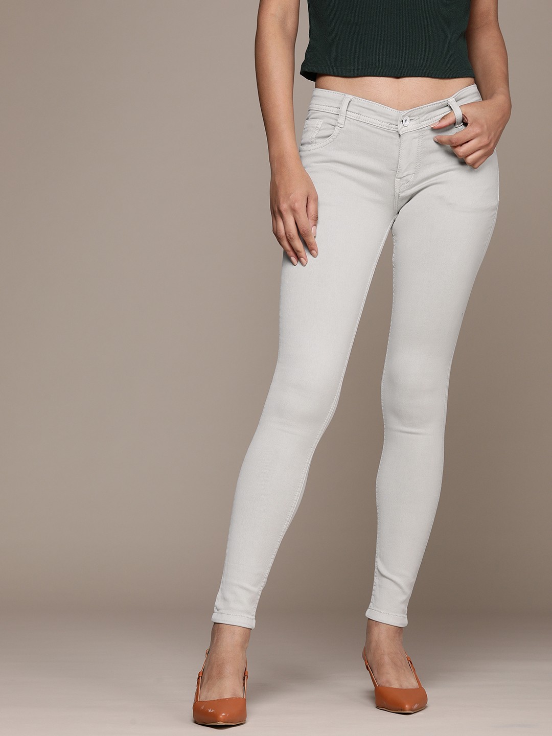 

High Star Slim Fit Mid-Rise Clean Look Stretchable Jeans, Green
