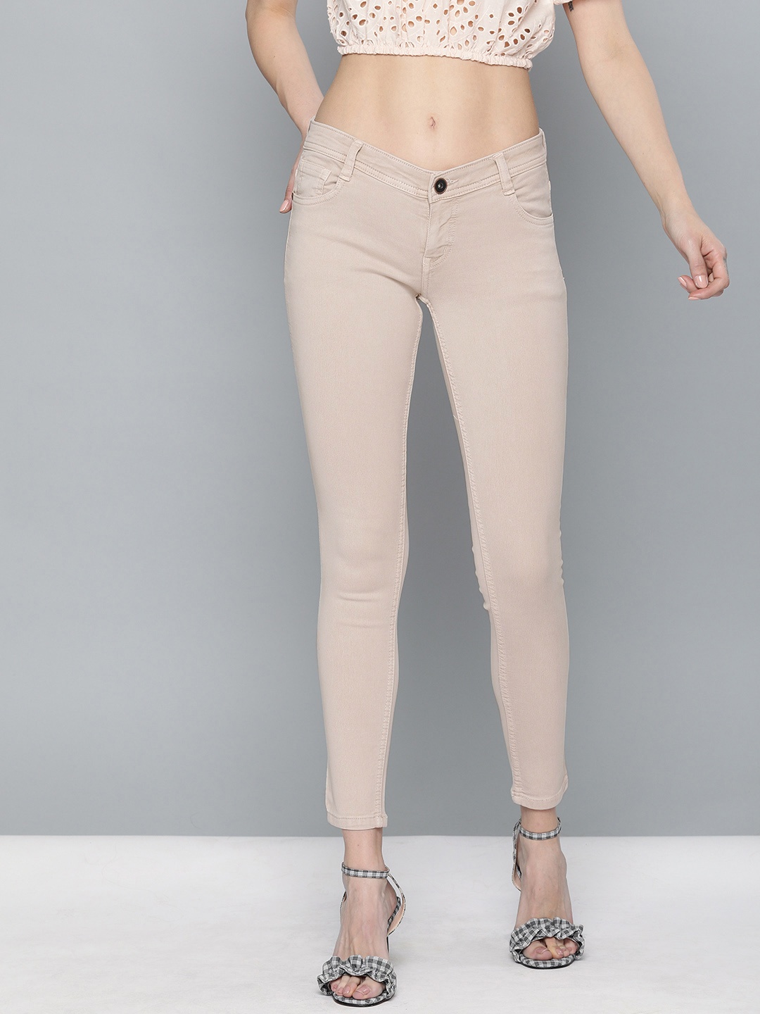 

High Star Women Beige Slim Fit Mid-Rise Clean Look Stretchable Jeans