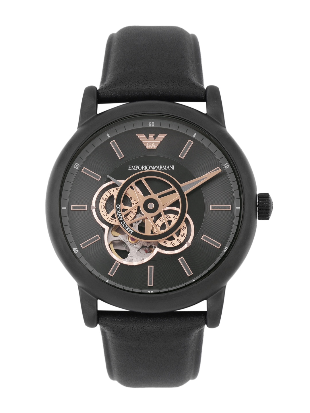

Emporio Armani Men Luigi Black Skeleton Dial Analogue Automatic Motion Watch AR60012