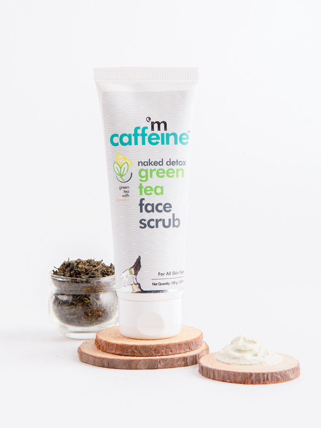 

MCaffeine Green Tea Face Scrub with Vitamin C for Exfoliation & Blackhead Removal-100g, White
