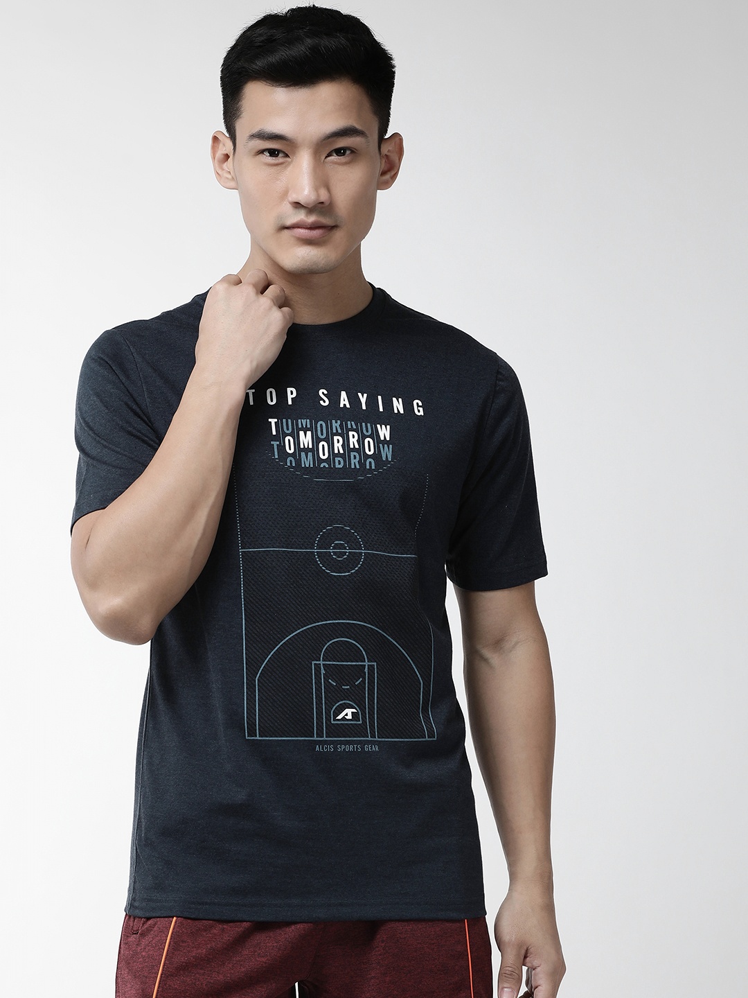 

Alcis Men Navy Blue Printed Round Neck T-shirt