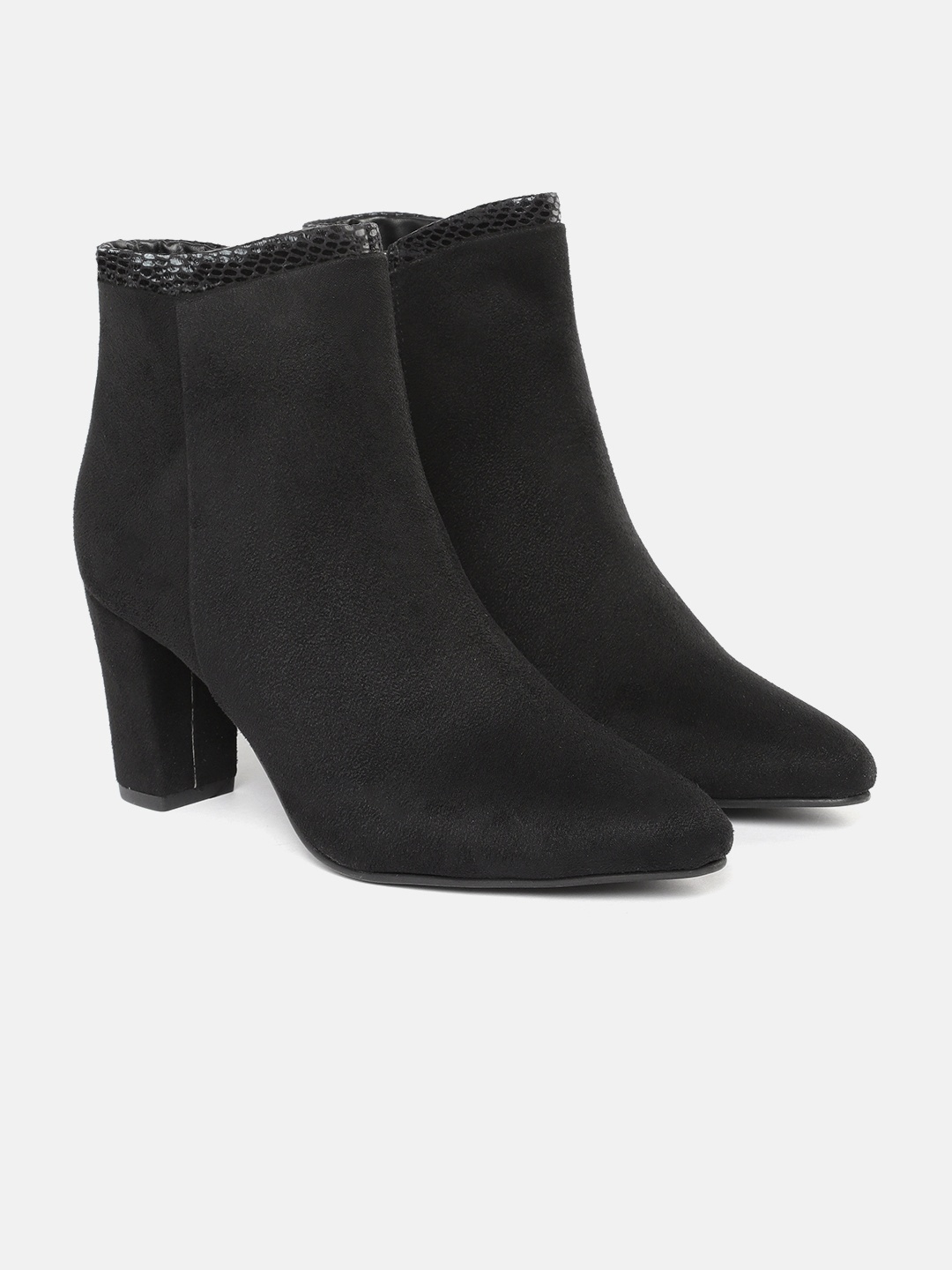 

DressBerry Women Black Solid Mid-Top Heeled Boots