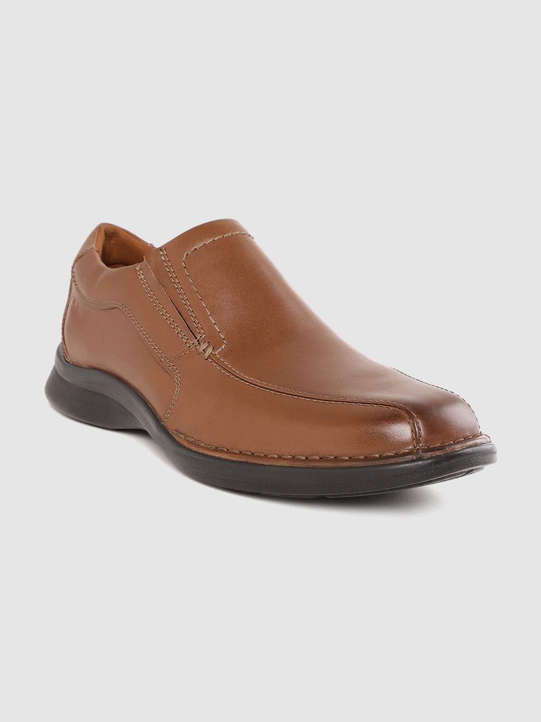 

Clarks Men Brown Solid Leather Formal Slip-On Shoes